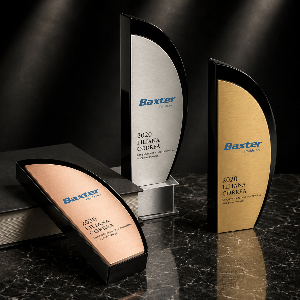 Curved Shield Acrylic Award Set - custom acrylic awards with your logo
